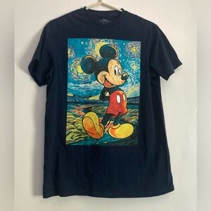 Disney Mickey Mouse SZ M navy blue 100%cotton Van Gogh Tee
